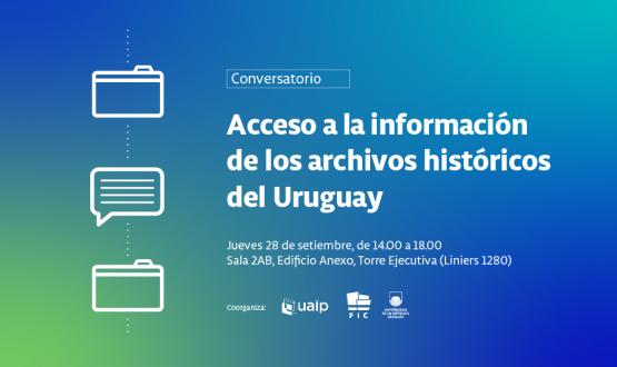 Afiche con la información del evento Acceso a la información de los archivos históricos del Uruguay