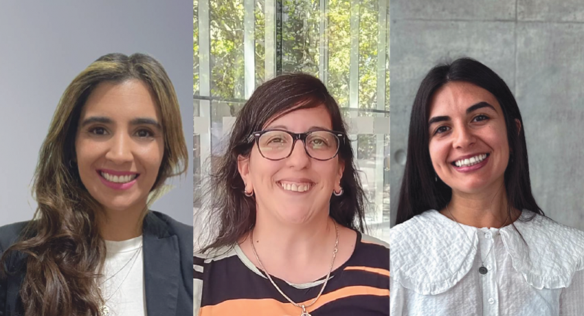 Fotografía de Mayra Candiota con María José Feijó y Sheyla González